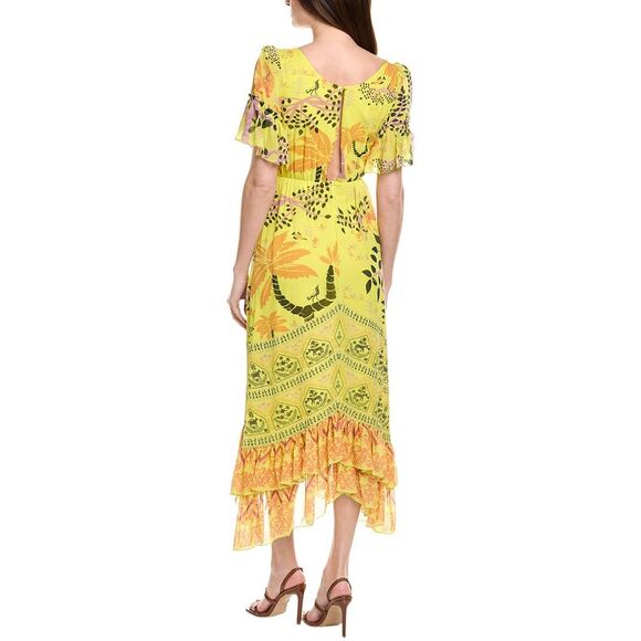 Saloni WomensSilk Midi Dress, Yellow